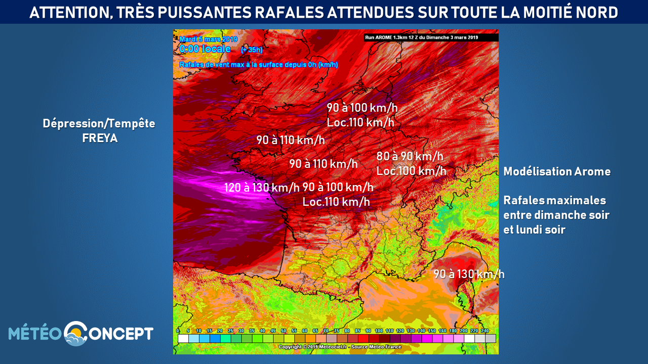 Illustration de l'actualité Vents violents sur la moitié nord du pays jusqu'à lundi soir