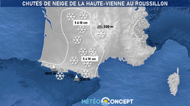 Illustration de l'actualité Chutes de neige en fin d'après-midi et soirée de la Haute-Vienne à l'intérieur du Roussillon